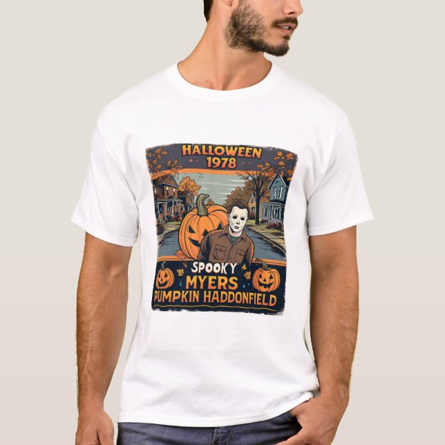 Camiseta Halloween 1978 Holiday Spooky Myers Pumpkin Haddon (Anverso)