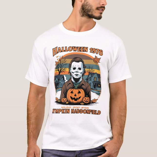 Camiseta Halloween 1978 Holiday Spooky Myers Pumpkin Haddon (Anverso)