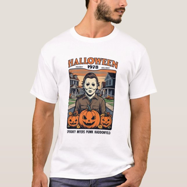 Camiseta Halloween 1978 Holiday Spooky Myers Pumpkin Haddon (Anverso)