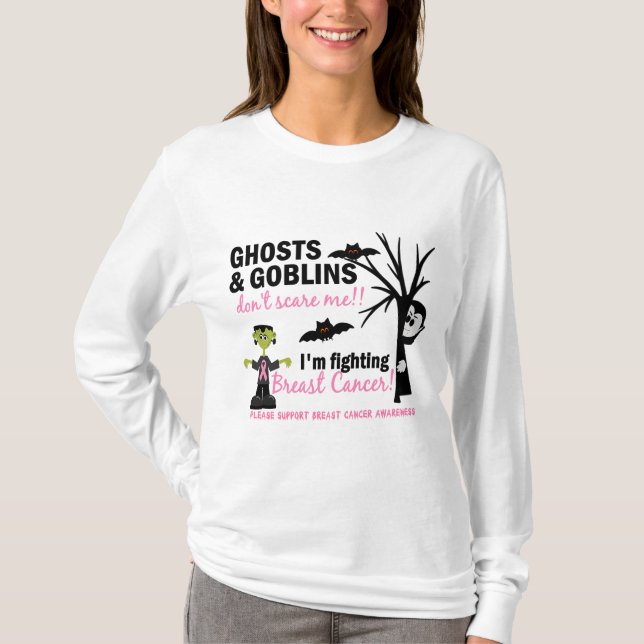 Camiseta Halloween 1 guerrero del cáncer de pecho (Anverso)