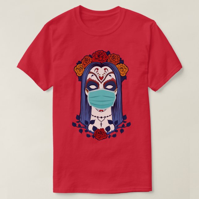 Camiseta Halloween 2020 Bruja divertida con máscara facial (Diseño del anverso)
