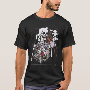 Camiseta Halloween 2022 Café Bebiendo cerveza Skeleton Skul