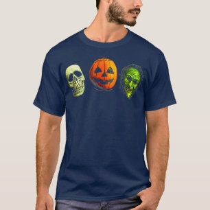 Camiseta Halloween 3 máscaras de Shamrock plateado