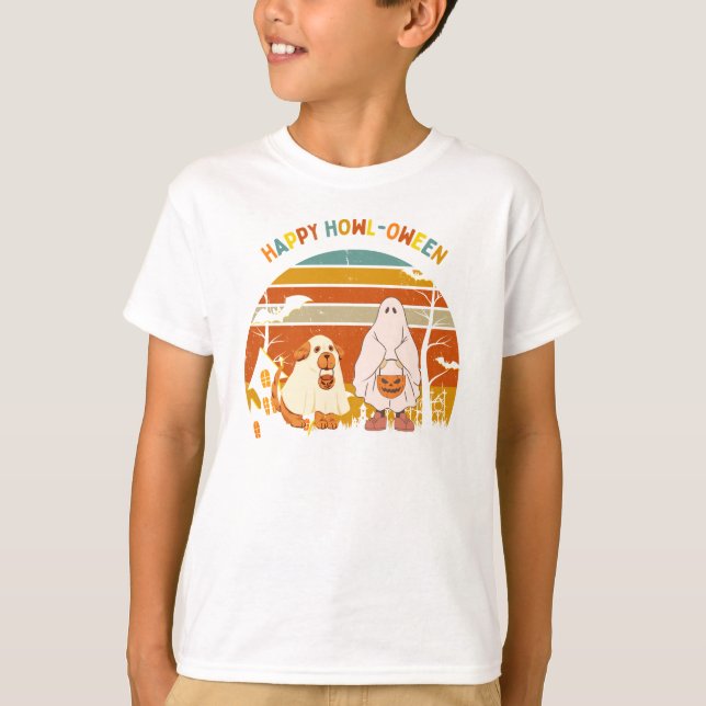 Camiseta Halloween 70's Style A Kid and Their Pup (Anverso)