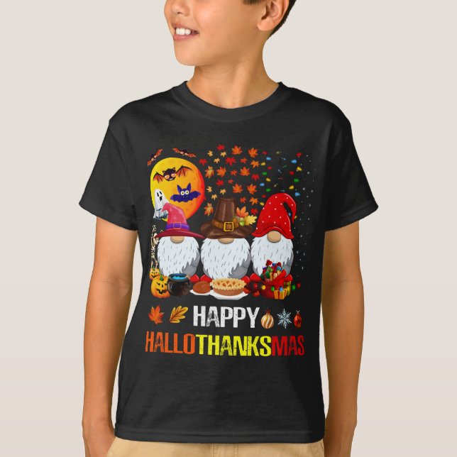 Camiseta Halloween Acción de Gracias Feliz Navidad Hallo (Anverso)