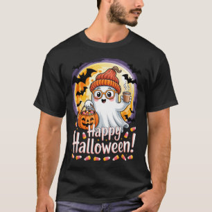 Camiseta Halloween adorable fantasma calabaza murciélagos l