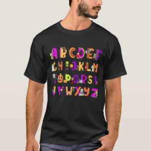 Camiseta Halloween Alphabet ABCs Aprendiendo Jardines de In