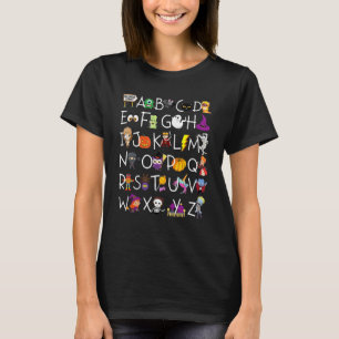 Camiseta Halloween Alphabet ABCs Aprendiendo Jardines de In