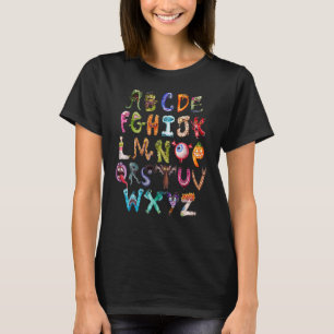 Camiseta Halloween Alphabet ABCs Aprendiendo Jardines de In