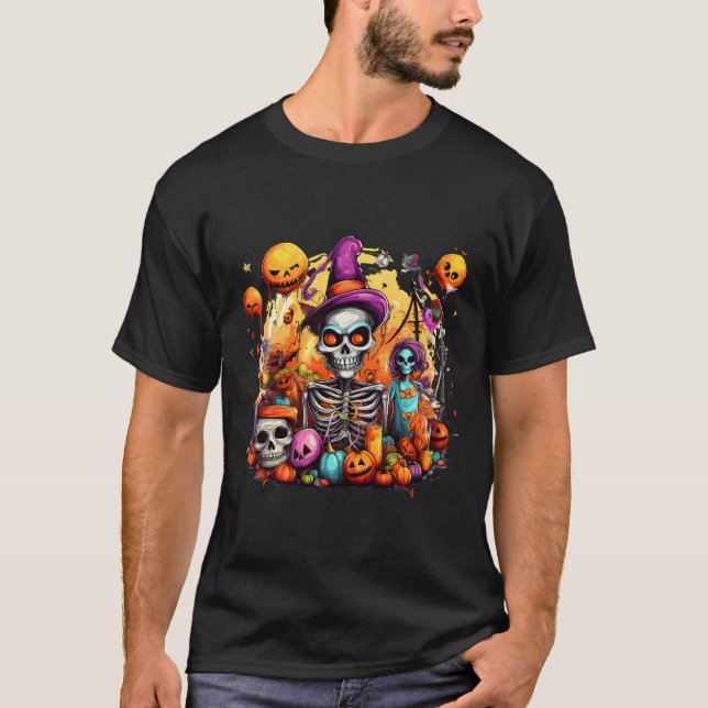 Camiseta Halloween Amarillo Espeluznante  (Anverso)