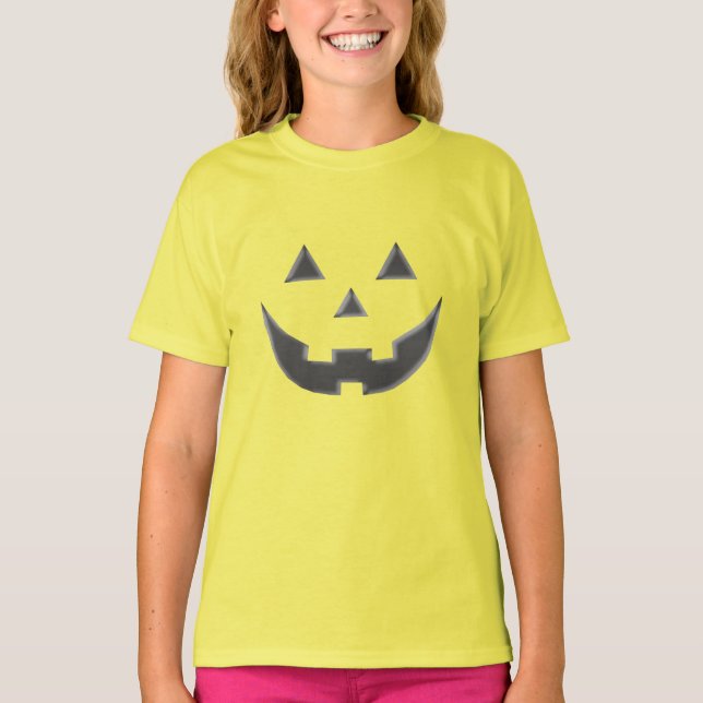 Camiseta Halloween amarillo gris Jack o niños de calabaza d (Anverso)