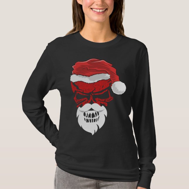 Camiseta Halloween and Christmas Skull Graphic Tees Hallowe (Anverso)