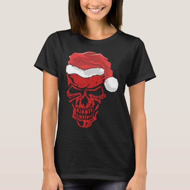 Camiseta Halloween and Christmas Skull Graphic Tees Hallowe (Anverso)