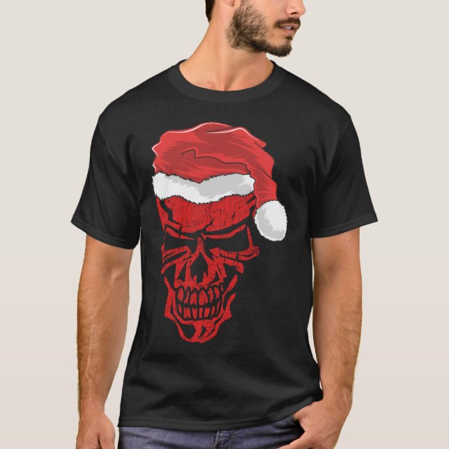 Camiseta Halloween and Christmas Skull Graphic Tees Hallowe (Anverso)