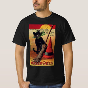 Camiseta Halloween antiguo de Ellen Clapsaddle, Gato Negro
