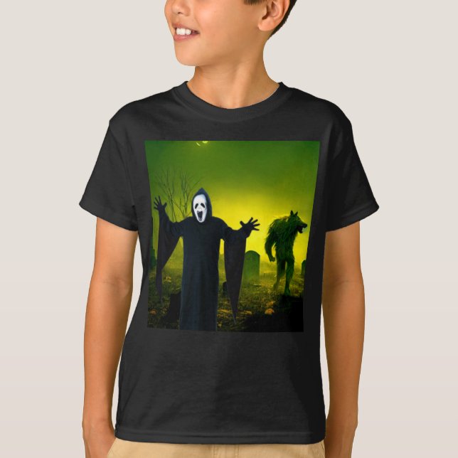 Camiseta Halloween aterrador. (Anverso)