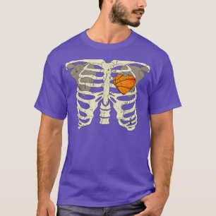 Camiseta Halloween Basketball Skeleton Heart Chest Team Spo