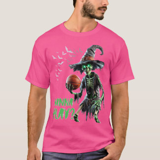 Camiseta Halloween Basketball Wanna Play Spooky Skeletal Wi