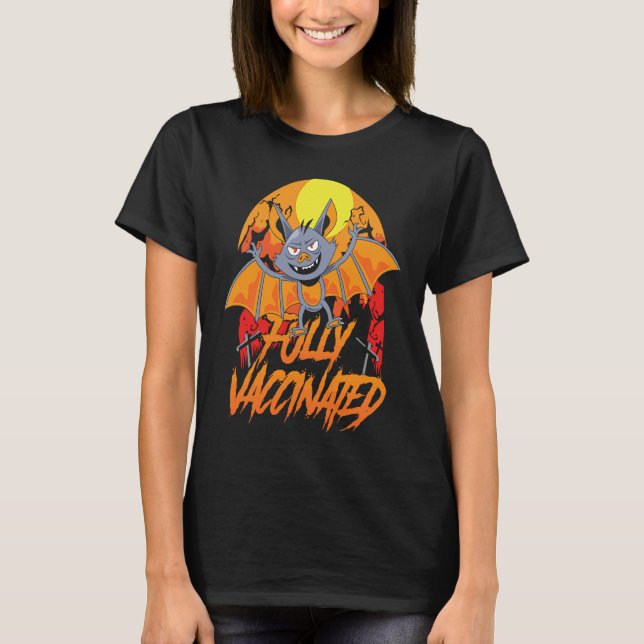 Camiseta Halloween Bat Fully Vaccinated Horror Trick Or Tre (Anverso)