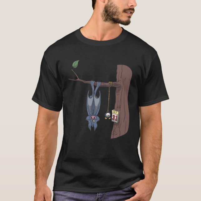 Camiseta Halloween bat waiting for 31st October with alarm  (Anverso)