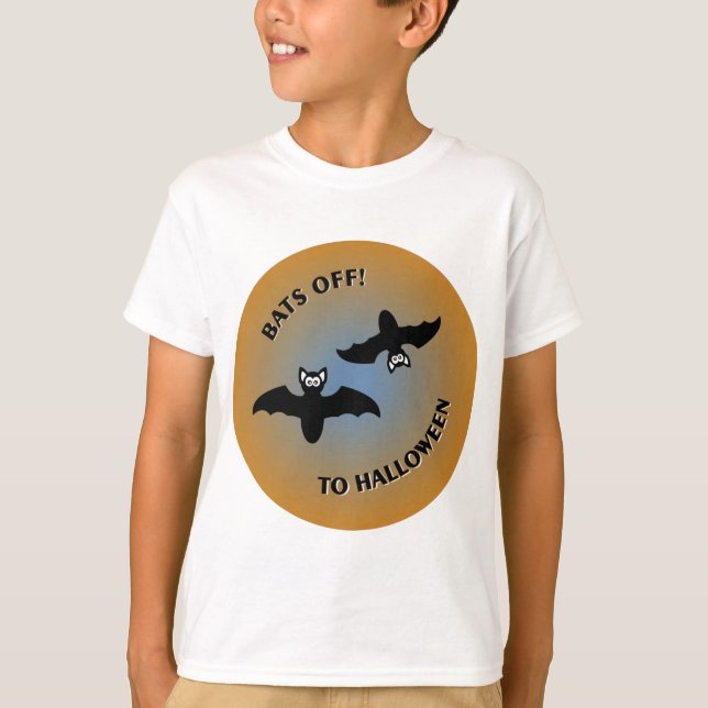 Camiseta Halloween Bats Naranja Azul (Anverso)