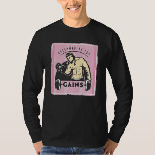 Camiseta Halloween Be Thains Gains Muslo Jesús Levantamient