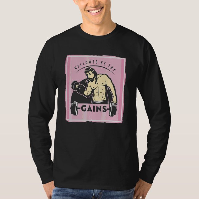 Camiseta Halloween Be Thains Gains Muslo Jesús Levantamient (Anverso)