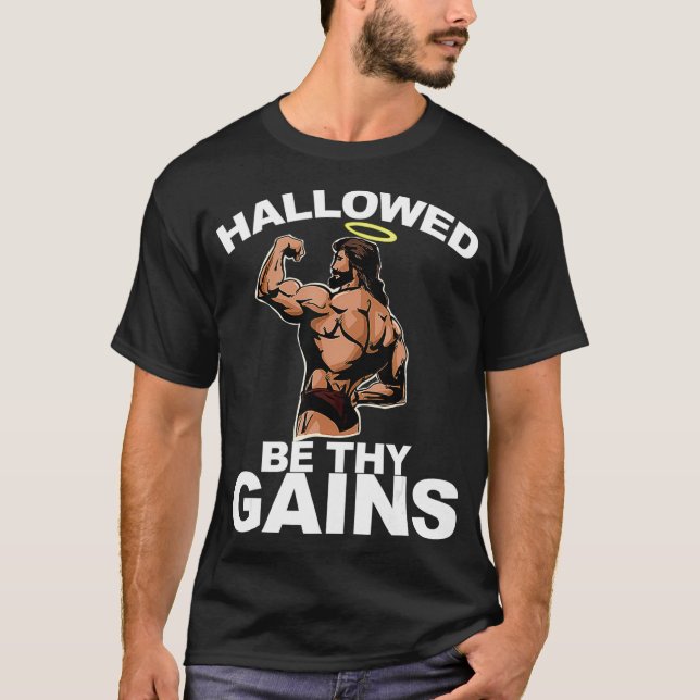 Camiseta Halloween Be Thy Gains graciosa Swole Jesus Bodybu (Anverso)
