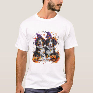 Camiseta Halloween Bernese Mountain Dogs Witch Ghost