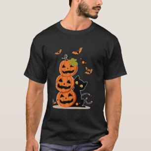 Camiseta Halloween Black Cat Calabaza disfraces Fiesta Tric