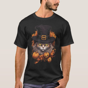 Camiseta Halloween Black Cat Calabaza disstume miedo miedo 