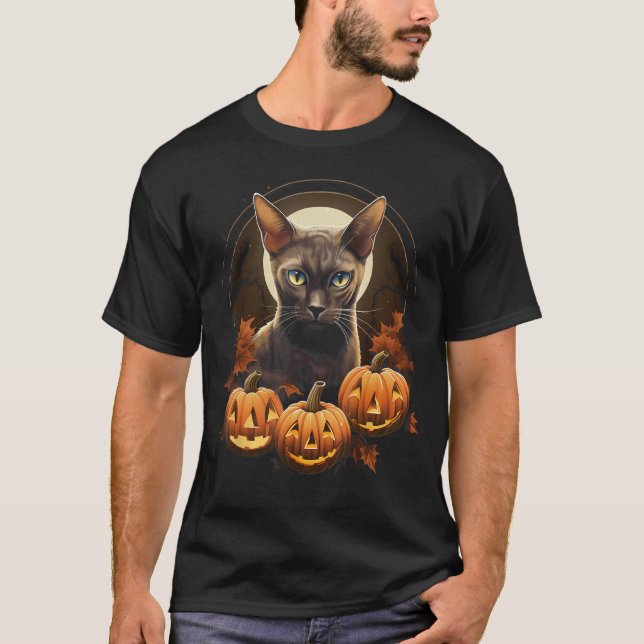 Camiseta Halloween Black Cat Jack O Lantern Pumpkin Spooky (Anverso)