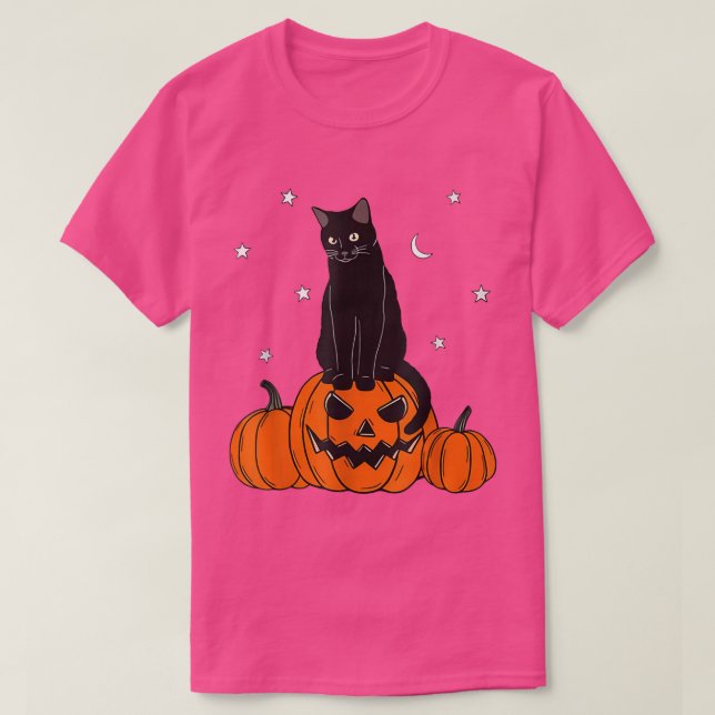Camiseta Halloween Black Cat on Pumpkin with Autumn Star Ka (Diseño del anverso)