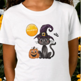 Camiseta Halloween Black Cat Pumpkin Name