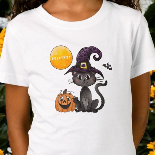 Camiseta Halloween Black Cat Pumpkin Name (Subido por el creador)