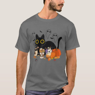 Camiseta Halloween Black Cat Pumpkin Spice Coffee Latte Fal