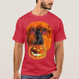 Camiseta Halloween Black Cat Scary Pumpkin On the Moon Men 