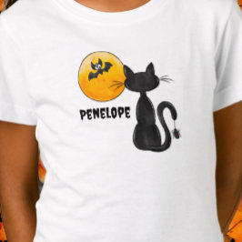Camiseta Halloween Black Cat Spider Bat Name Trick Tret