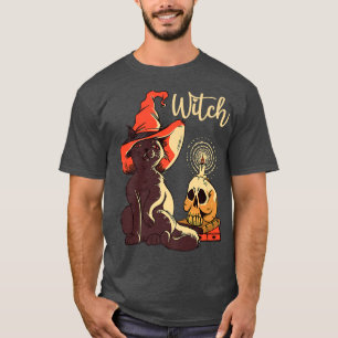 Camiseta Halloween Black Cat Vestuario Bruja Gorra y Moon M