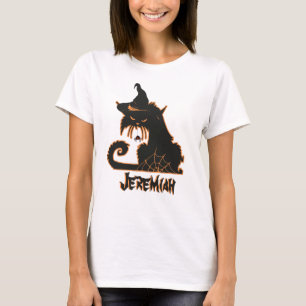 Camiseta Halloween Black Cat Witch Spooky Spiders