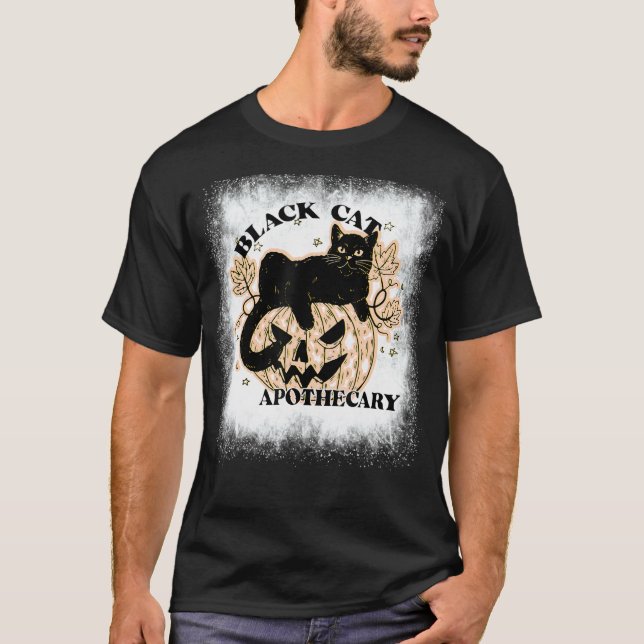 Camiseta Halloween Bleached Black Cat Apotheckin Ca (Anverso)