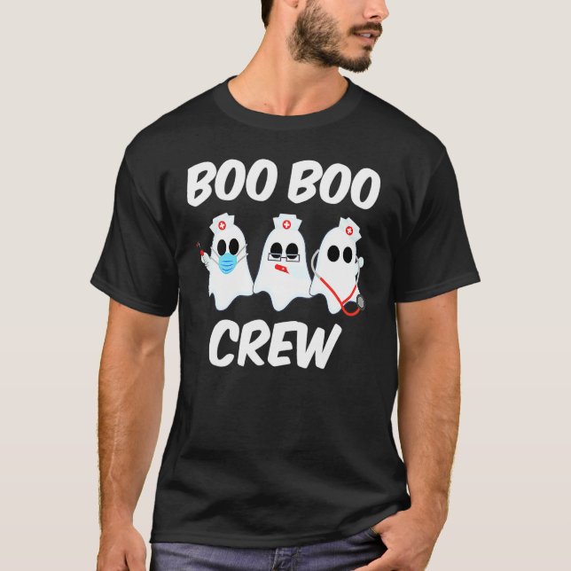 Camiseta Halloween Boo Boo Crew Ghost Nurse Costume Rn Nurs (Anverso)