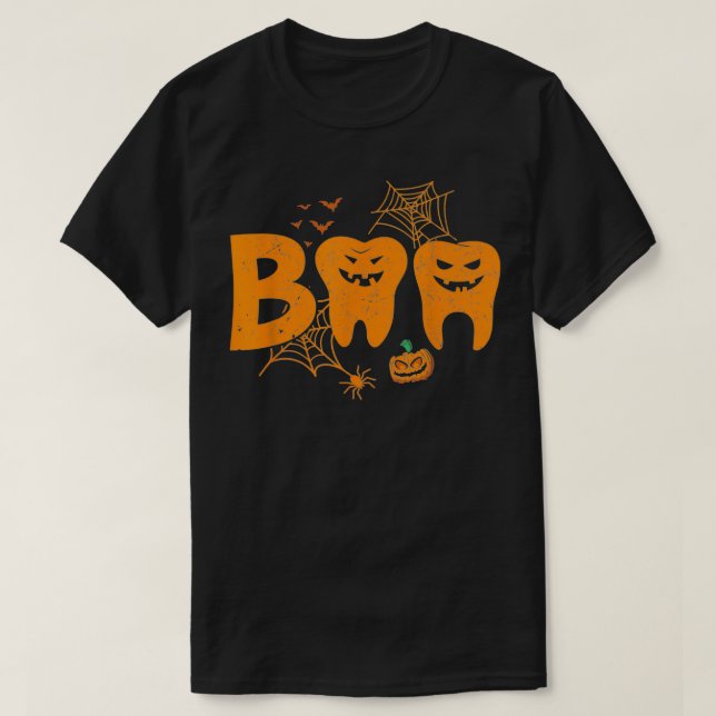Camiseta Halloween Boo Dentista Calabaza Vestido Asís Denta (Diseño del anverso)