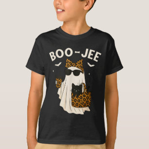 Camiseta Halloween Boo Jee Cute Leopardo Fantasma Café Bouj
