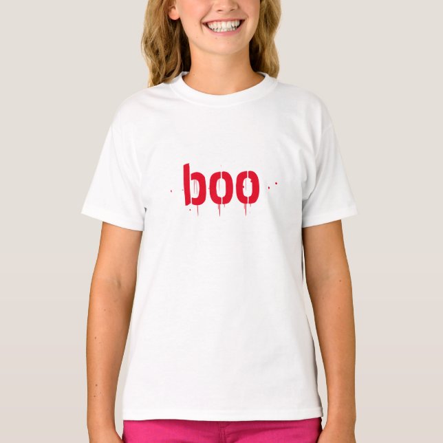Camiseta Halloween boo niños asustadizos rojos (Anverso)