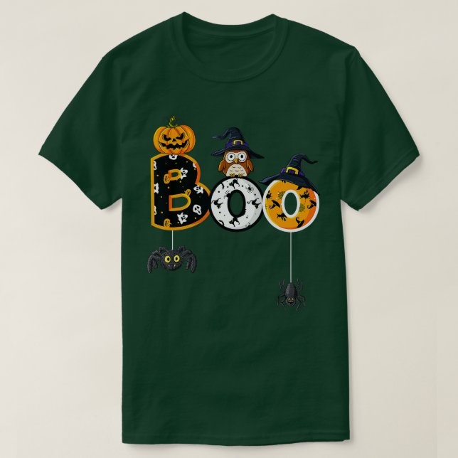 Camiseta Halloween Boo Owl Con Gorra De Brujas Spiders Chic (Diseño del anverso)