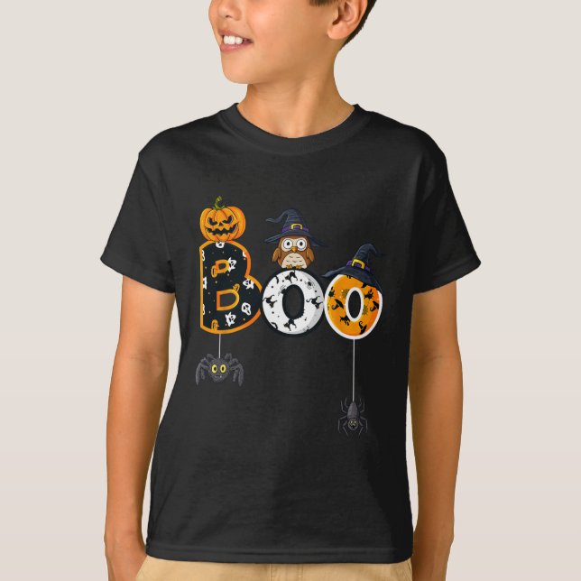 Camiseta Halloween Boo Owl Con Gorra De Brujas Spiders Chic (Anverso)