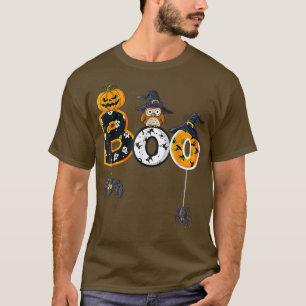 Camiseta Halloween Boo Owl With Witch Hat Spiders Boys Girl