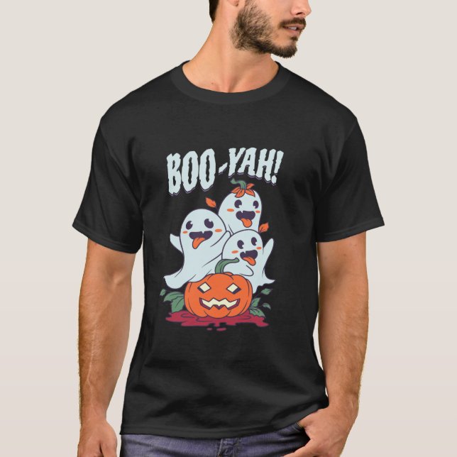 Camiseta Halloween Boo Yah Famoso fantasma Jack o Lantern P (Anverso)