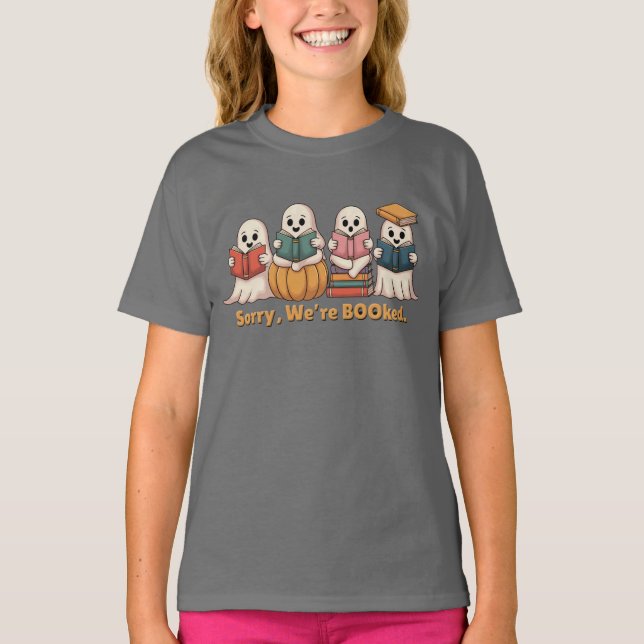 Camiseta Halloween Bookish Ghosts lectura libros (Anverso)